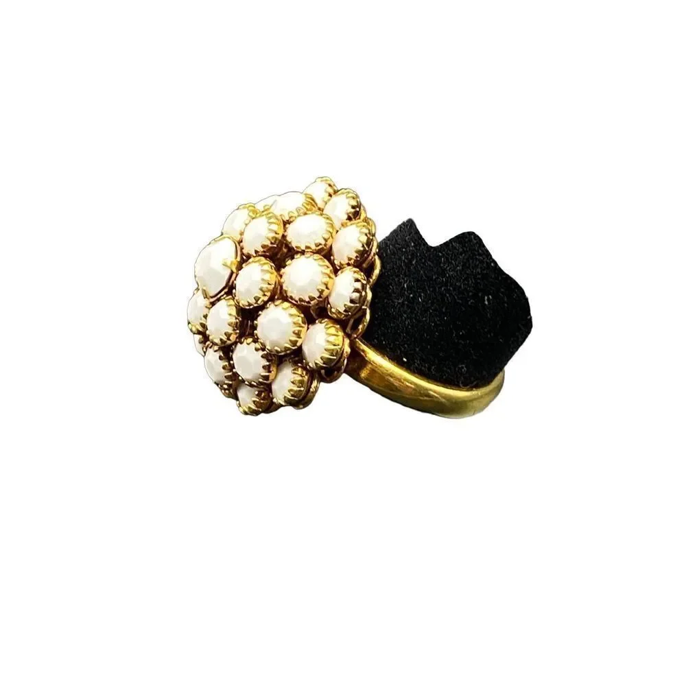 White enamel and gold vintage ring bracelet and berry grapes brooch